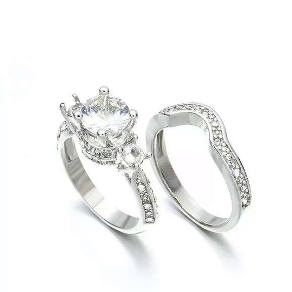 925 Silver White Sapphire Women Rings Set - Picture 2 of 7
